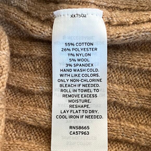 Open Edit Tan V-Neck Ribbed Knit Long Sleeve Drop Shoulder Pullover Sweater XL - Picture 11 of 13